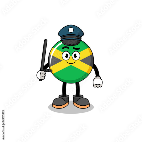Cartoon Illustration of jamaica flag police © Ummu