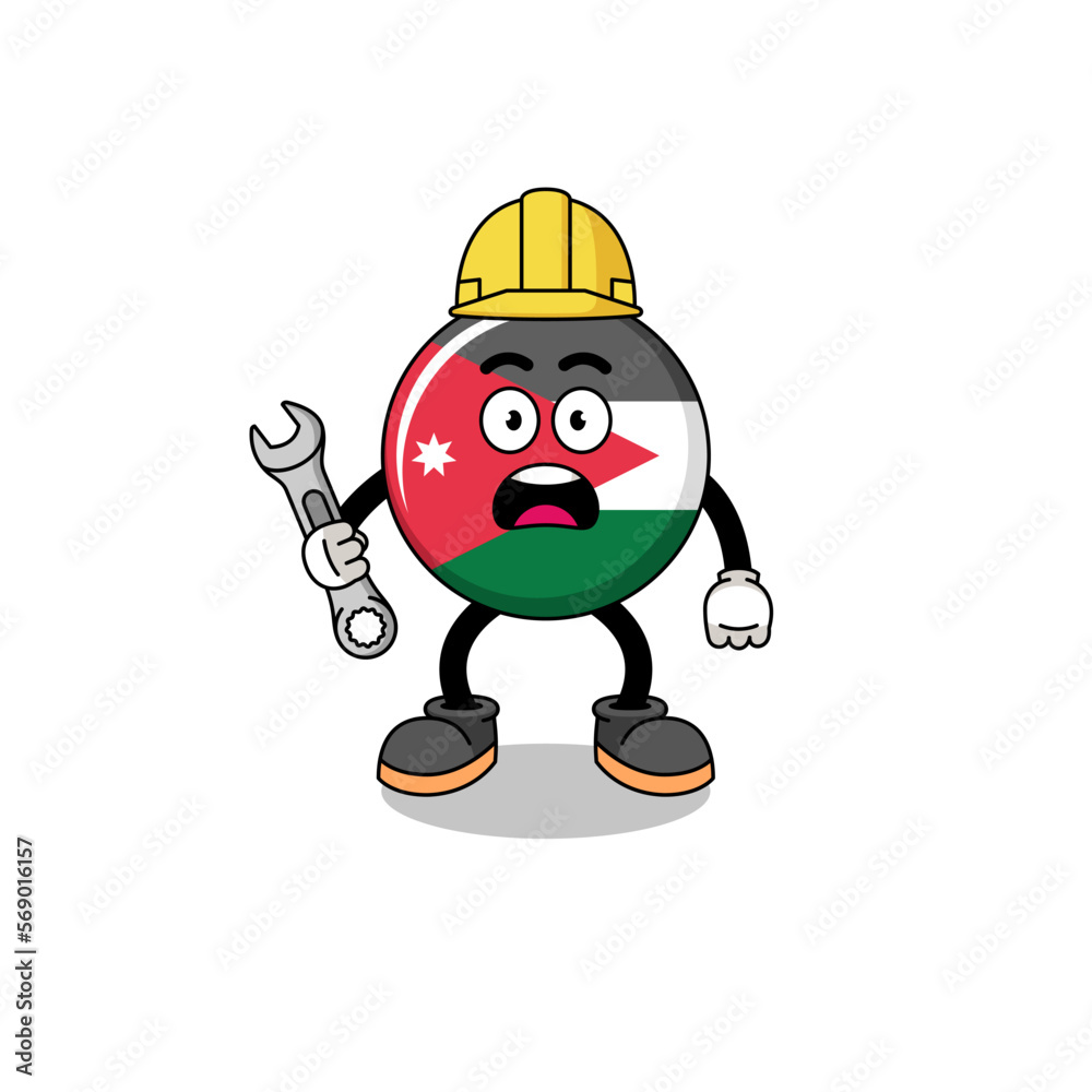 Naklejka premium Character Illustration of jordan flag with 404 error