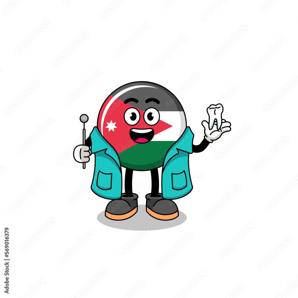 Illustration of jordan flag mascot as a dentist Illustration of jordan flag mascot as a dentist