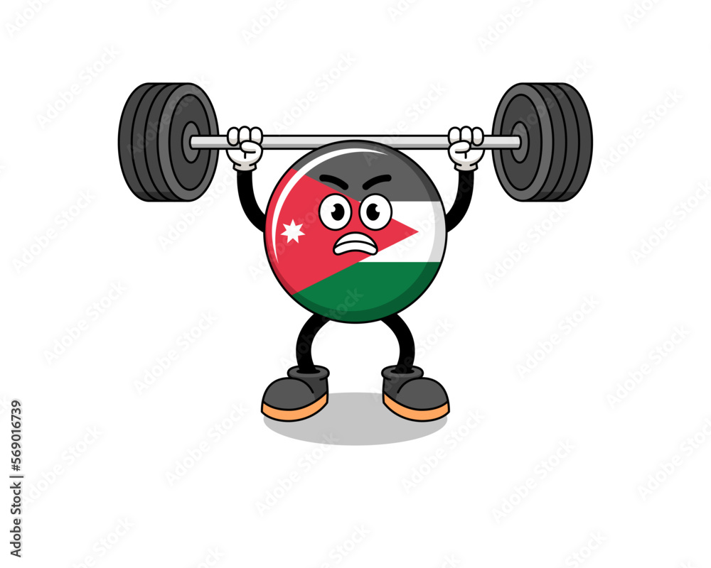 jordan flag mascot cartoon lifting a barbell jordan flag mascot cartoon lifting a barbell