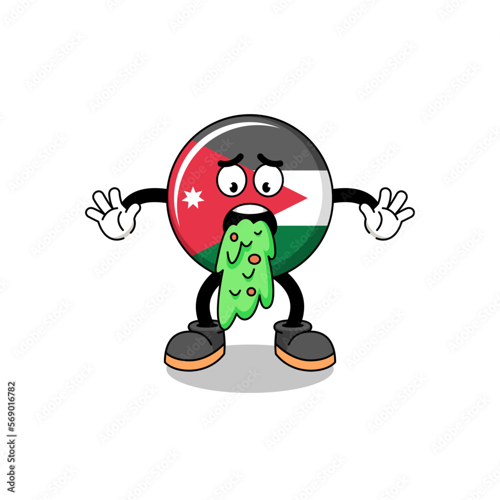 jordan flag mascot cartoon vomiting jordan flag mascot cartoon vomiting