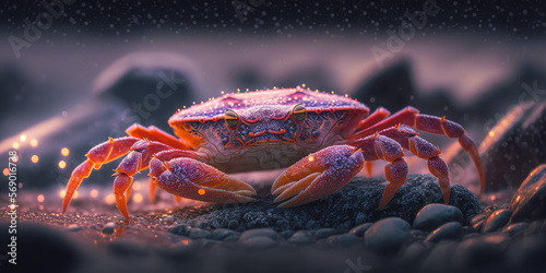 Brightly Colored Crab, Animal Portrait, Generative AI