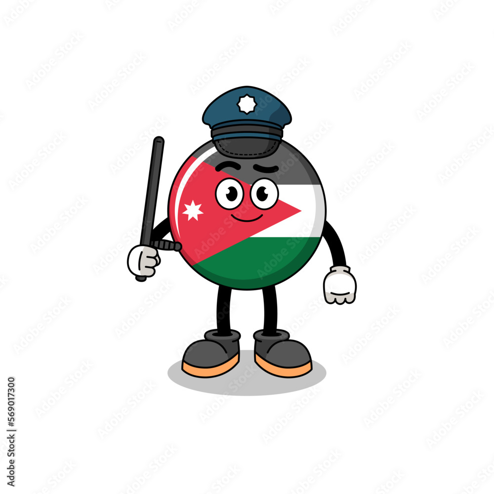 Cartoon Illustration of jordan flag police