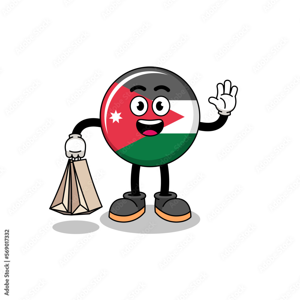 Cartoon of jordan flag shopping Cartoon of jordan flag shopping