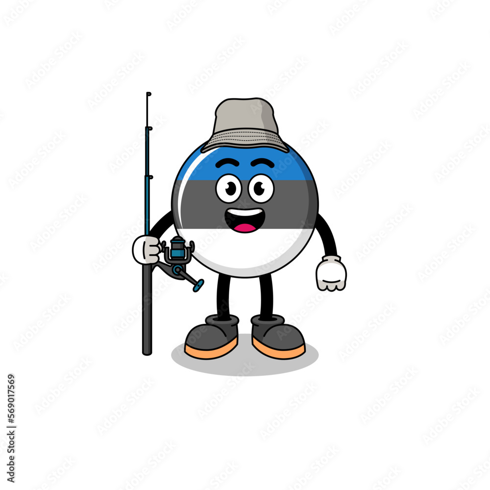 Mascot Illustration of estonia flag fisherman