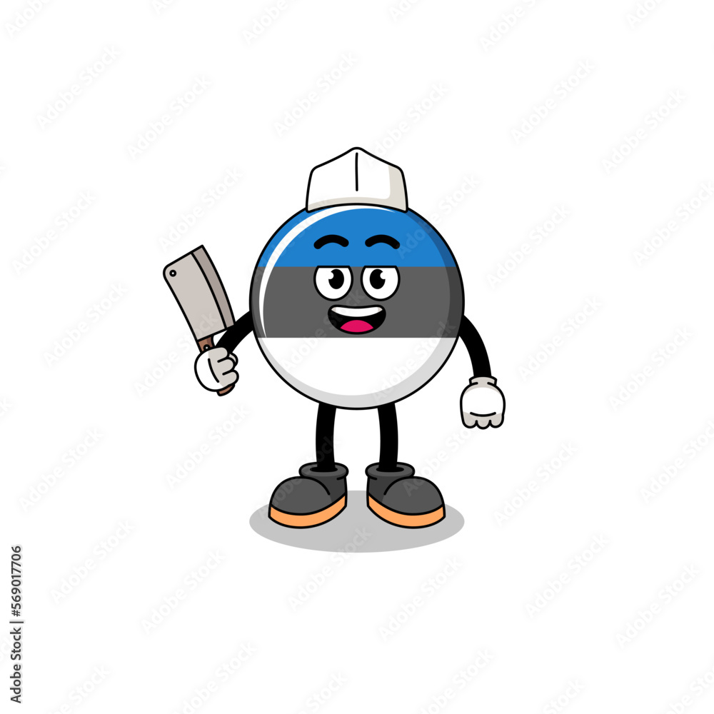 Mascot of estonia flag as a butcher Mascot of estonia flag as a butcher