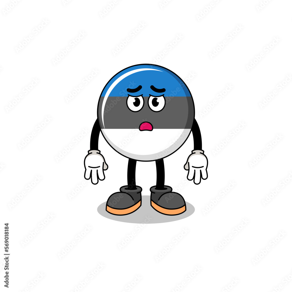 estonia flag cartoon illustration with sad face