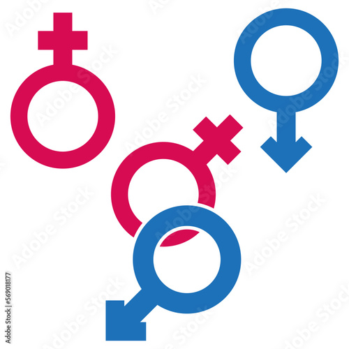 Red blue gender signs. Vector illustration.