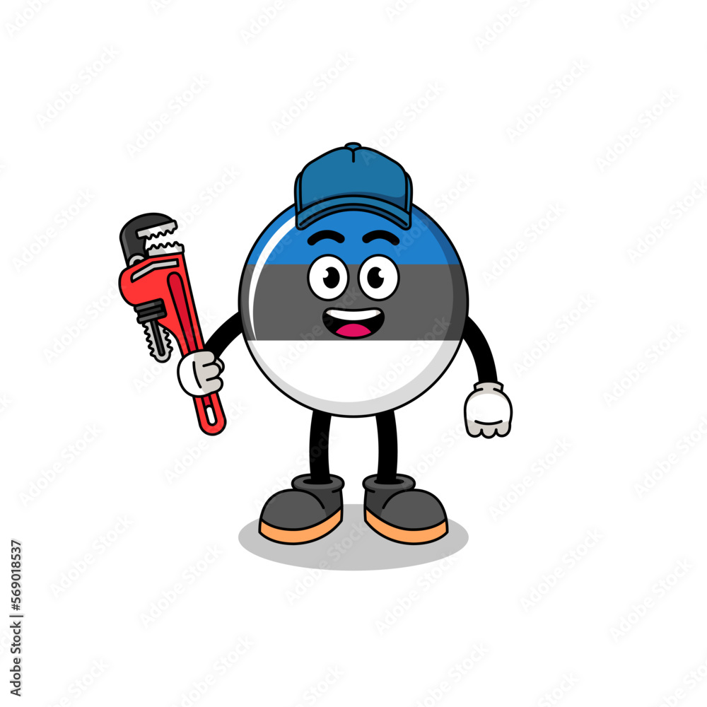 Obraz premium estonia flag illustration cartoon as a plumber