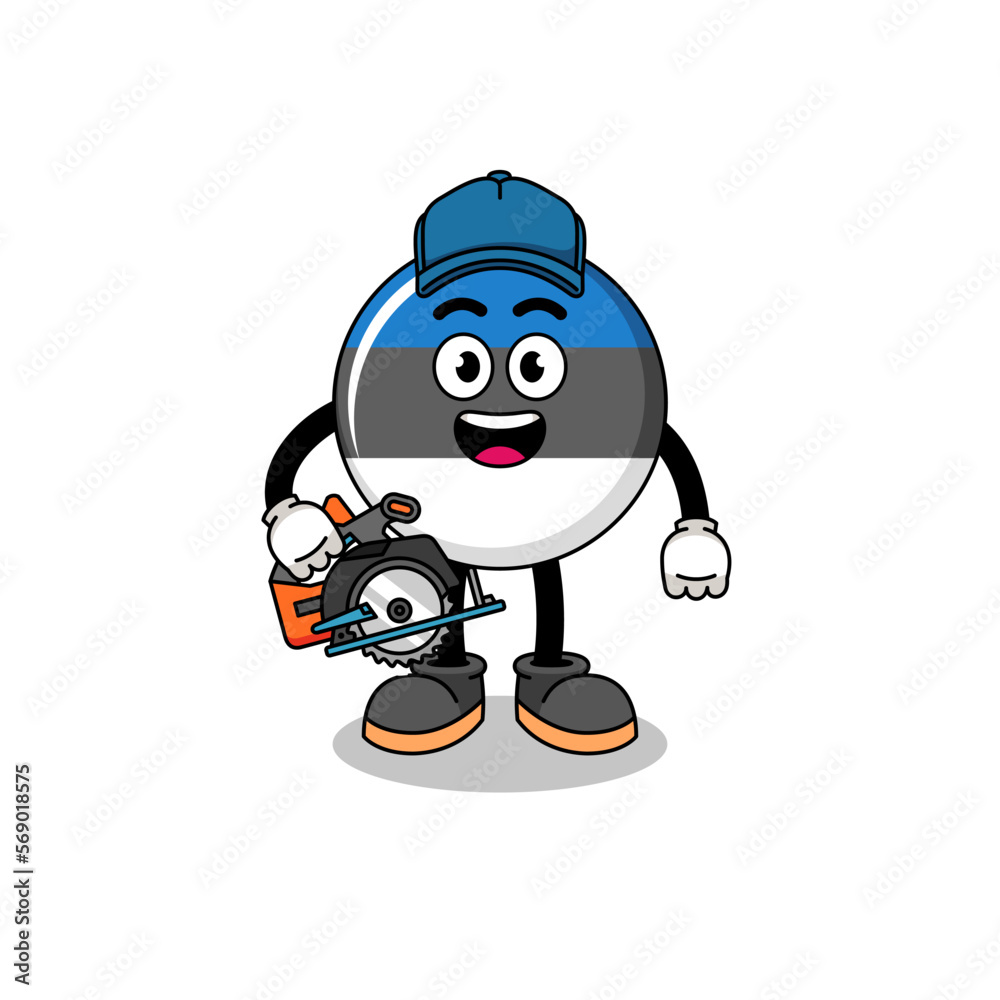 Cartoon Illustration of estonia flag as a woodworker Cartoon Illustration of estonia flag as a woodworker