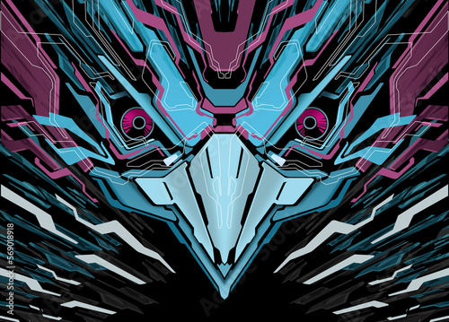 Cyberpunk Eagle Mecha Futuristic Background 2 photo