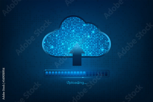 cloud data digital with upload progress. online storage global technology.