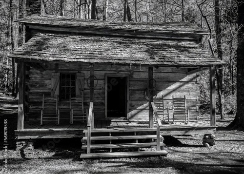 old rustic cabin from early 1800's or 19th century, civil war era american history in Callaway Gardens, Georgia