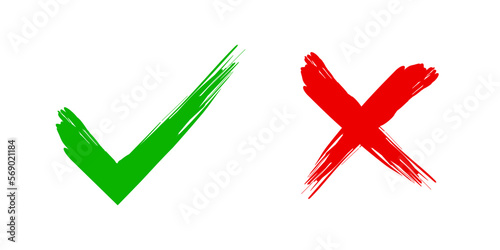 Green check mark and red cross mark icon