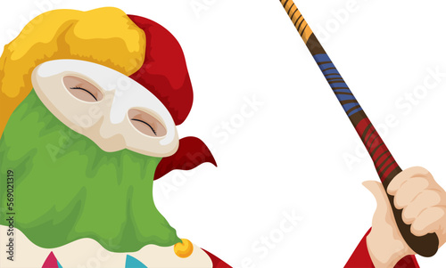 Happy Monocuco holding a totumo's rod in the Barranquilla's Carnival, Vector illustration photo
