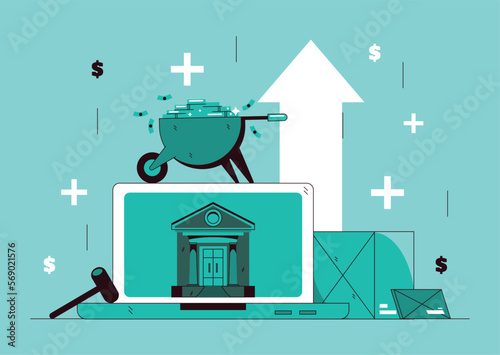 Bidding in auction concept illustration banner