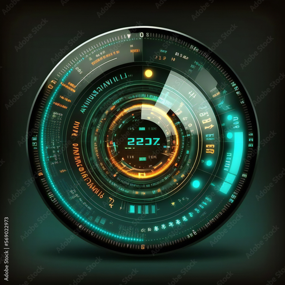 Data center interface futuristic concept. Circular hud element of big data. Cyber system security for technology business graphic resouces. Generative AI image . Data center interface futuristic concept. Circular hud element of big data. Cyber system security for technology business graphic resouces. Generative AI image .