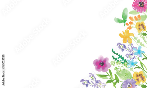 Wallpaper Mural 水彩画。水彩タッチのガーベラの花びらとカラフル植物ベクターフレーム。水彩の植物ベクター背景。Watercolor painting. Colorful plant vector frame with gerbera petals with watercolor touch. Watercolor plant vector background. Torontodigital.ca