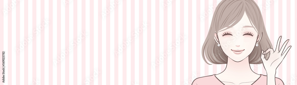 バナー/ヘッダー/広告/サムネイル/ポーズ/コメント/女性のイラスト素材 バナー/ヘッダー/広告/サムネイル/ポーズ/コメント/女性のイラスト素材