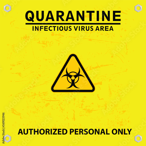 Quarantine, infectious virus area, sign vector