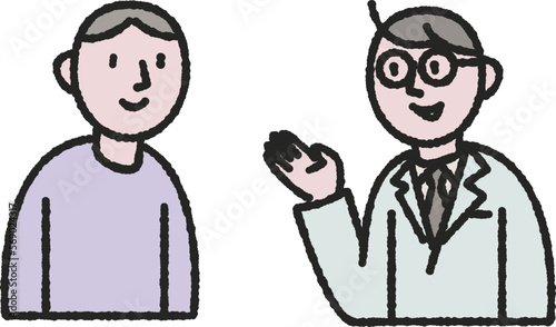 診察する先生と受診する患者イラスト素材