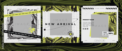 Modern urban futuristic streetwear fashion design for social media post template, poster and print for tshirt. editable template bundle desig