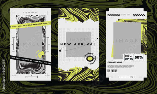 Modern urban futuristic streetwear fashion design for social media story template, poster and print for tshirt. editable template bundle design
