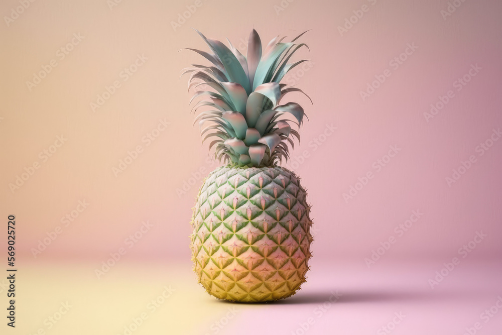 3d pineapple illustration with a pastel backdrop made by generative ai 3d pineapple illustration with a pastel backdrop made by generative ai