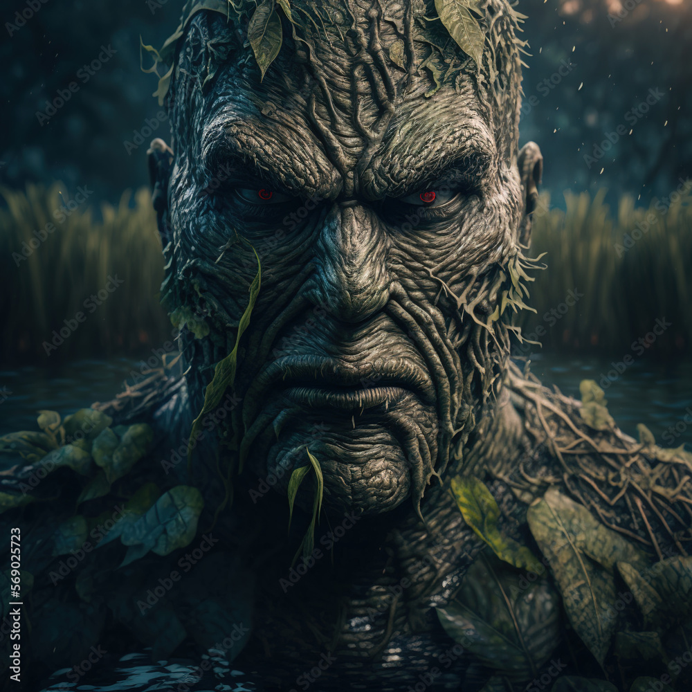 swamp monster with leaves and in the swamp swamp monster with leaves and in the swamp