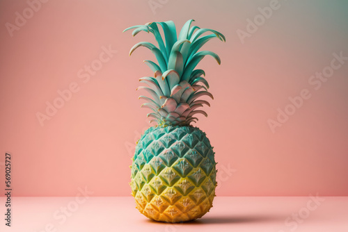 3d pineapple illustration with a pastel backdrop made by generative ai