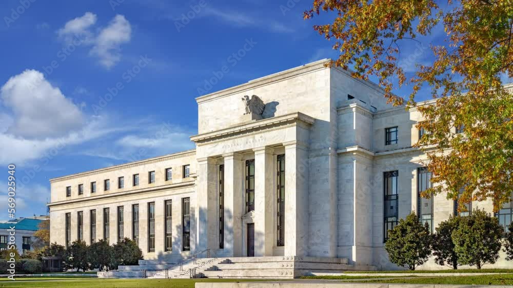 Time lapse of the Federal reserve building, Washington DC, USA.