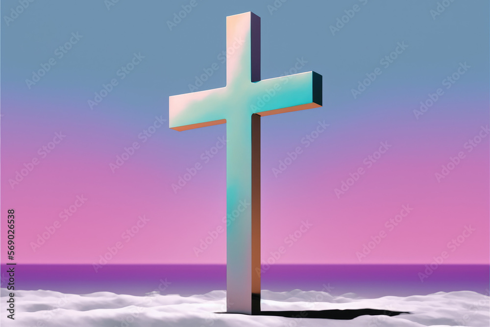 3d cross illustration with a pastel backdrop made by generative ai