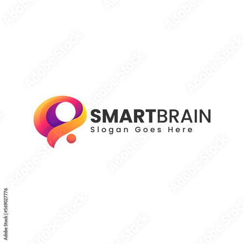 Vector Logo Illustration Smart Brain Gradient Colorful Style