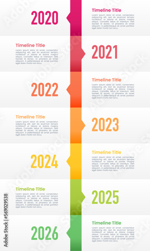 Business Information 6 historical events vertical infographic timeline brochure.
