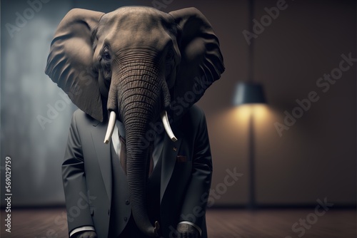 elephant animal in suit  isolated  business  personality type  animal types created with generative ai technology