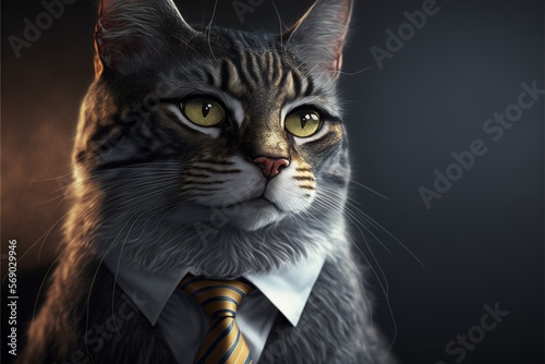 cat animal in suit, isolated, business, personality type, animal types created with generative ai technology