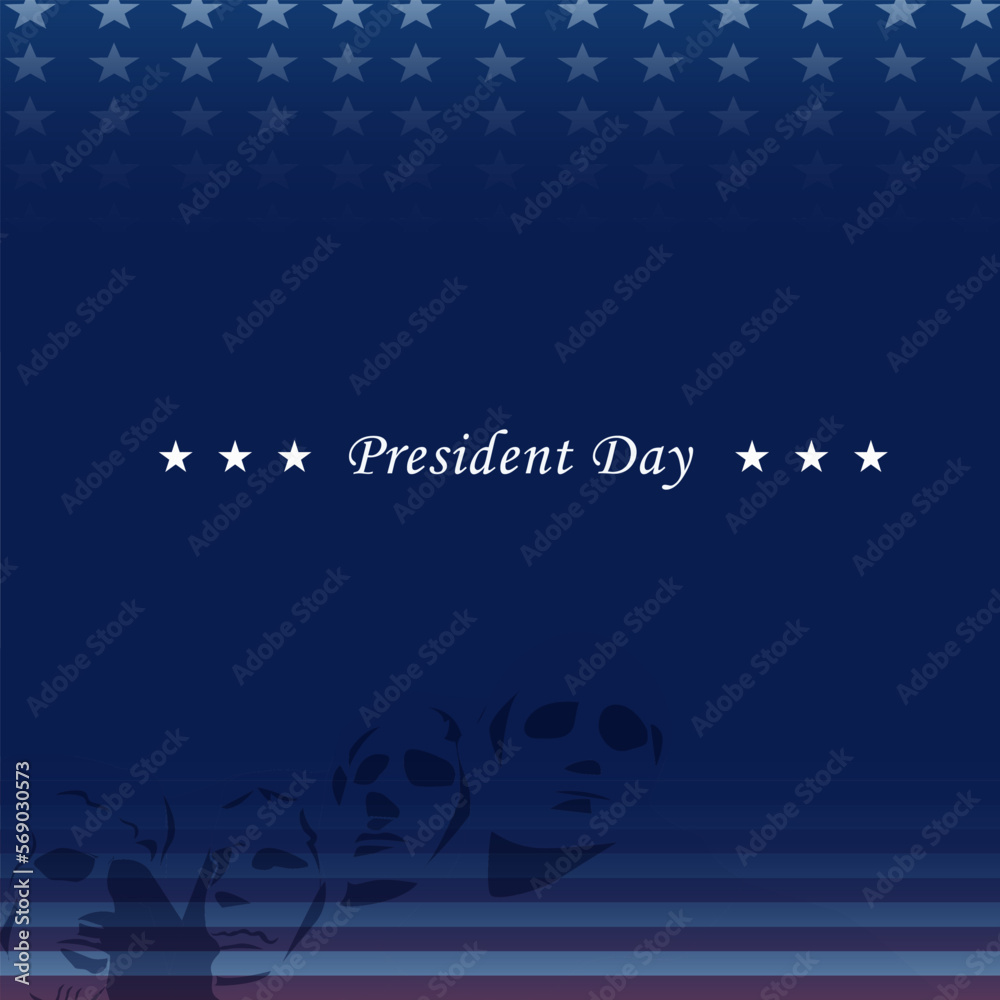 presidents day poster design with blue background and elements of USA flag and rushmore statue, for social media feed needs. Vector illustration presidents day poster design with blue background and elements of USA flag and rushmore statue, for social media feed needs. Vector illustration
