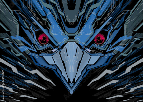 Cyberpunk Eagle Mecha Futuristic Background 7