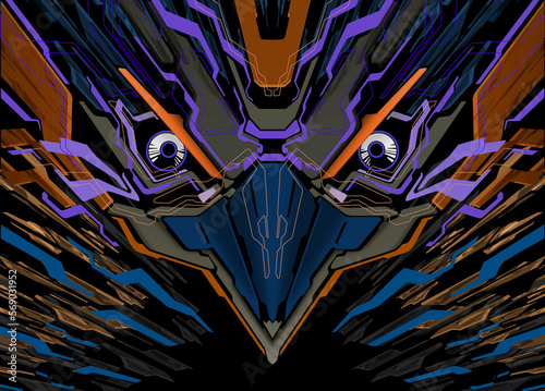 Cyberpunk Eagle Mecha Futuristic Background 33