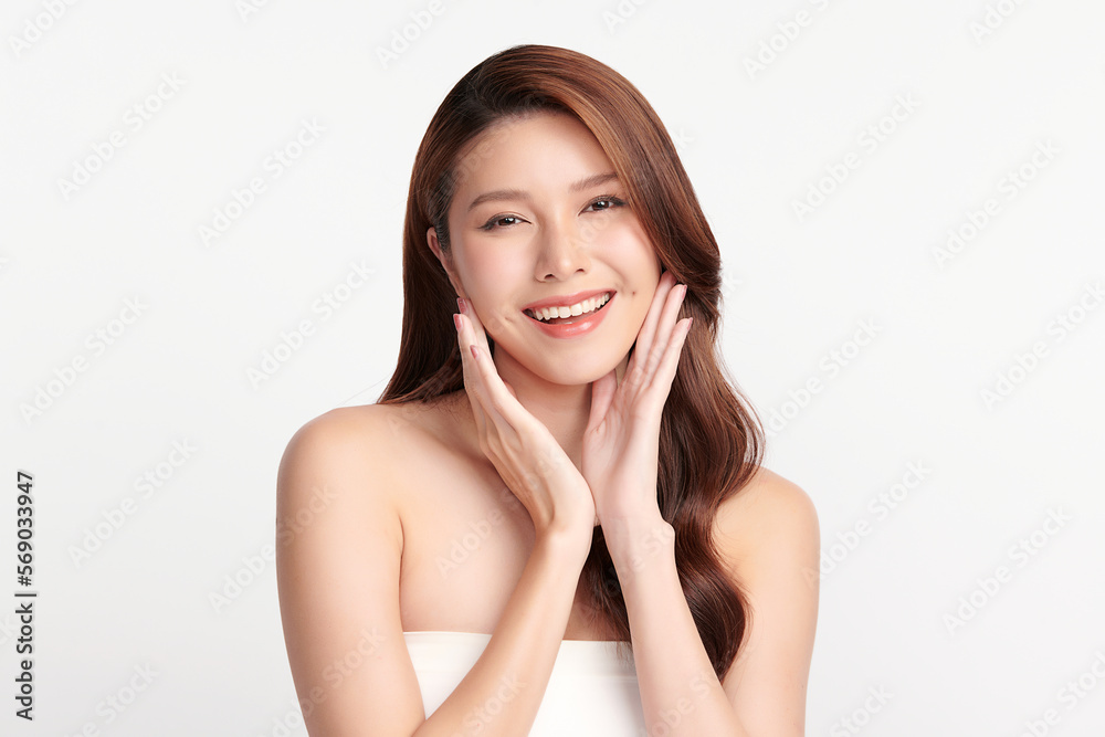 Beautiful young asian woman with clean fresh skin on white background, Face care, Facial treatment, Cosmetology, beauty and spa, Asian women portrait. Beautiful young asian woman with clean fresh skin on white background, Face care, Facial treatment, Cosmetology, beauty and spa, Asian women portrait.