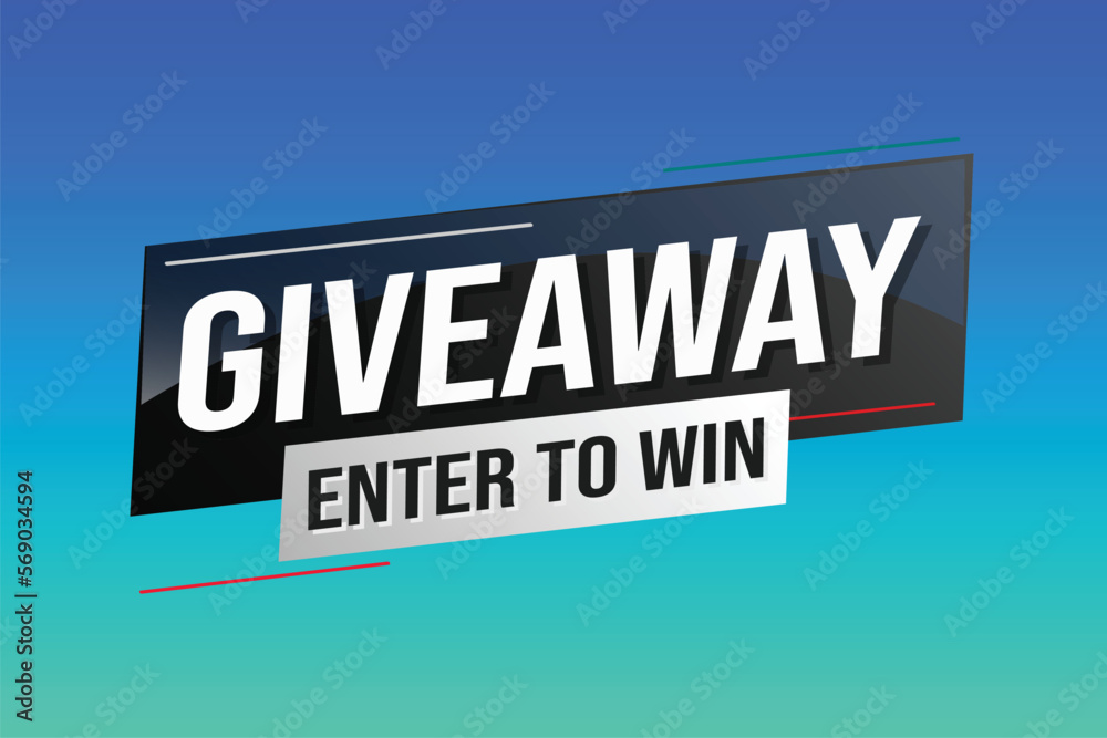 giveaway enter and win word vector illustration blue 3d style for social media landing page, template, ui, web, mobile app, poster, banner, flyer, background, gift card, coupon, label, wallpaper	