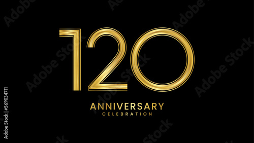120th Anniversary celebration. Anniversary logo design with golden color for anniversary celebration event. Logo Vector Template Illustration