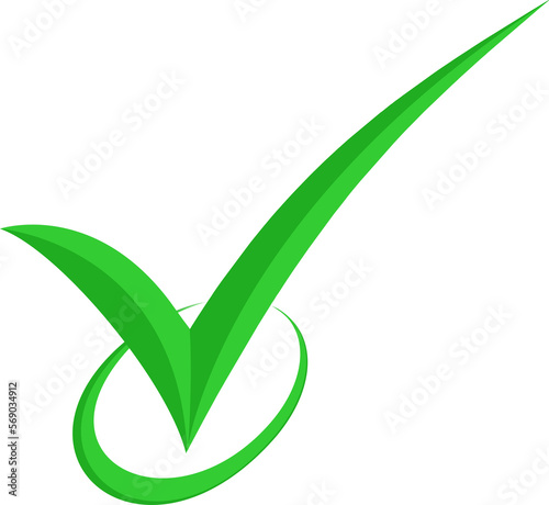 3D checkmark green checklist logo icon symbol, green check mark transparent