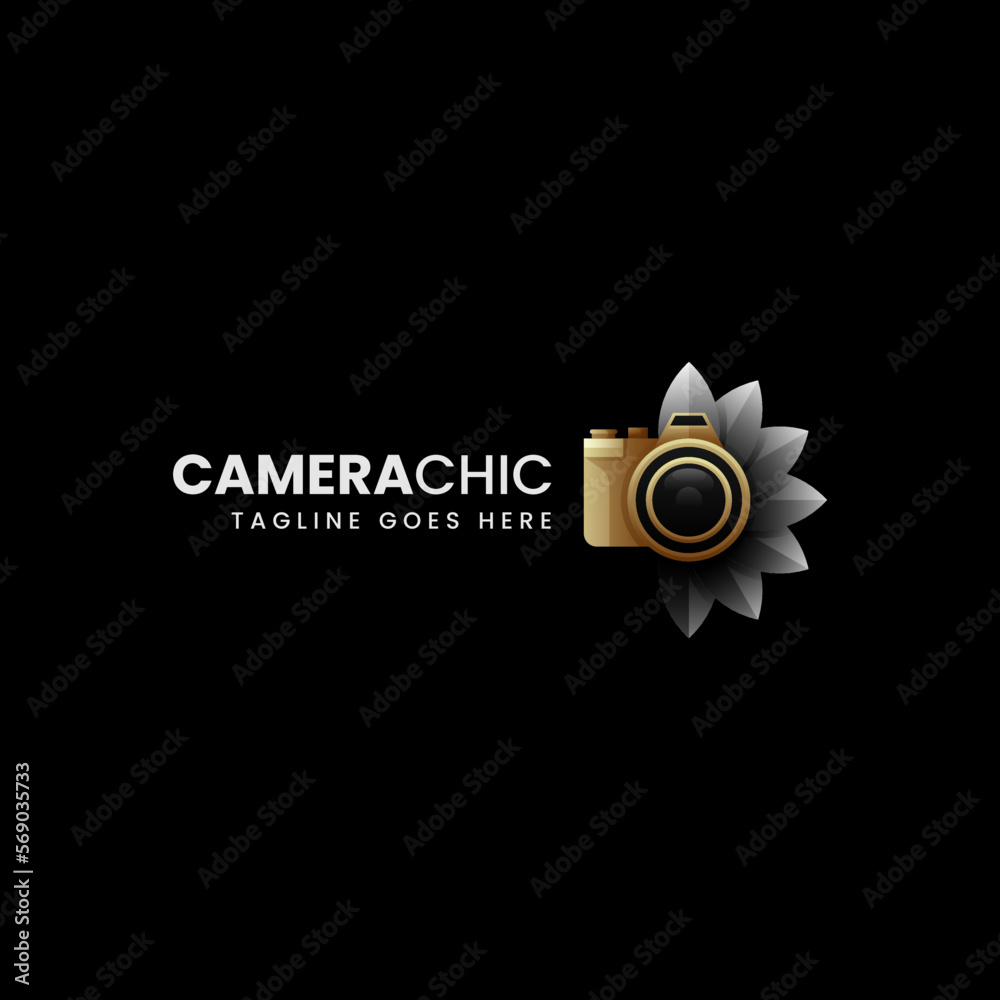 Fototapeta premium Vector Logo Illustration Camera Chick Gradient Colorful Style.