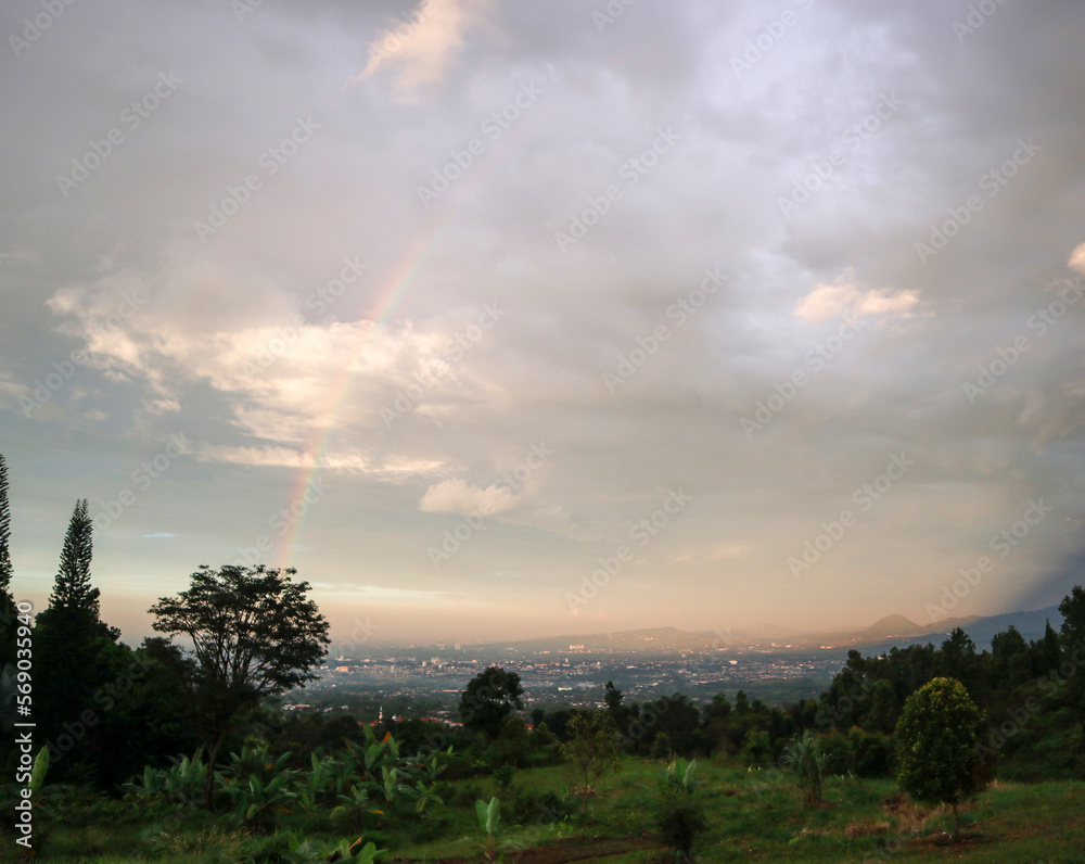 Evening view from the top of Mount Salak, Bogor, Indonesia