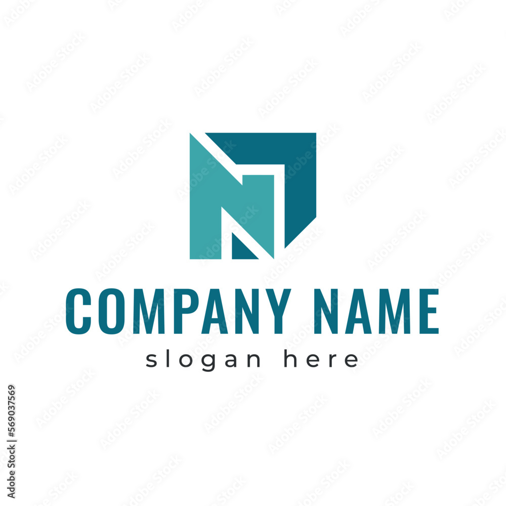 Logo with a square icon in the form of a monogram with the letter N suitable for financial services and marketing services
