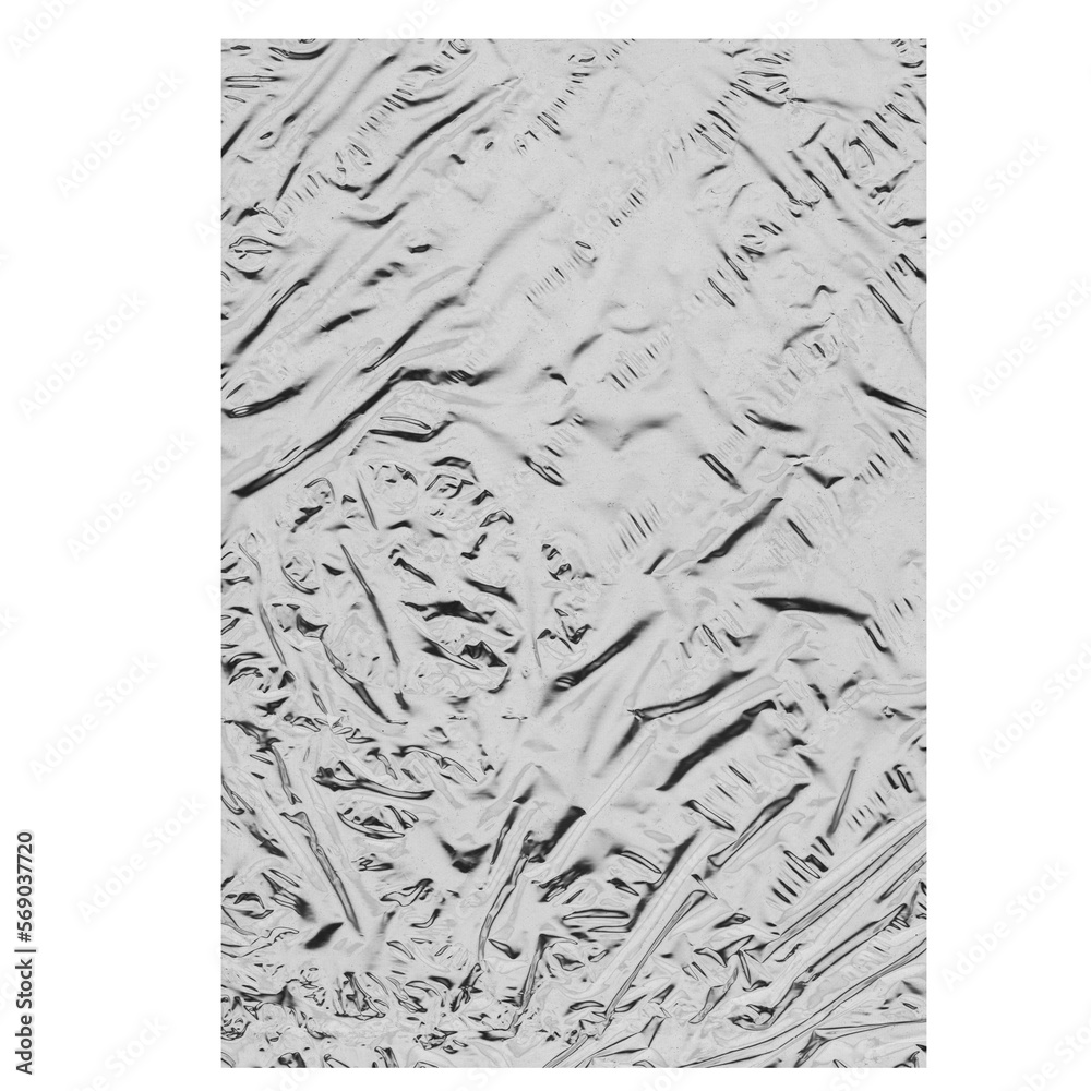 Fototapeta premium Wrinkled plastic wrap texture on transparent background wallpaper. Royalty high-quality free stock photo image of realistic plastic wrap overlay, copy space and photo effect. Wrinkled plastic surface