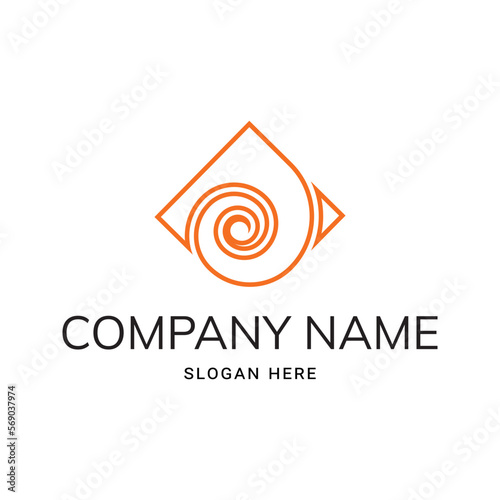 a logo with a spiral inside a rhombus, reminiscent of a prehistoric ammonite clam