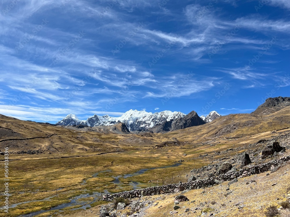 Beautiful views during a hike in the mountains. Peru