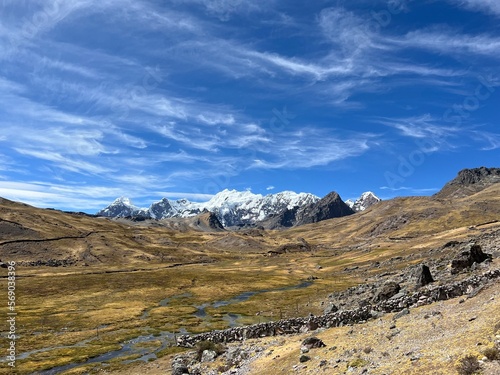 Beautiful views during a hike in the mountains. Peru